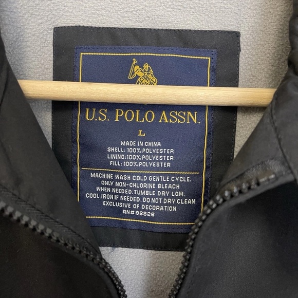 US Polo Assn Jacket Men’s L Black Lined Full Zip Collared Business Casual - Picture 3 of 8
